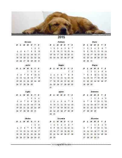 Calendario formato Word 2015 con cane