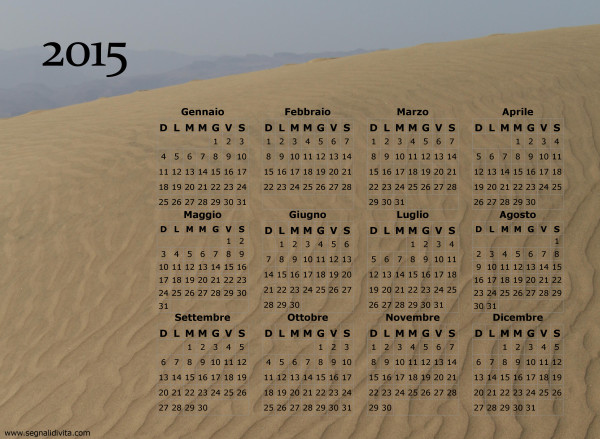 Calendario duna di sabbia del 2015