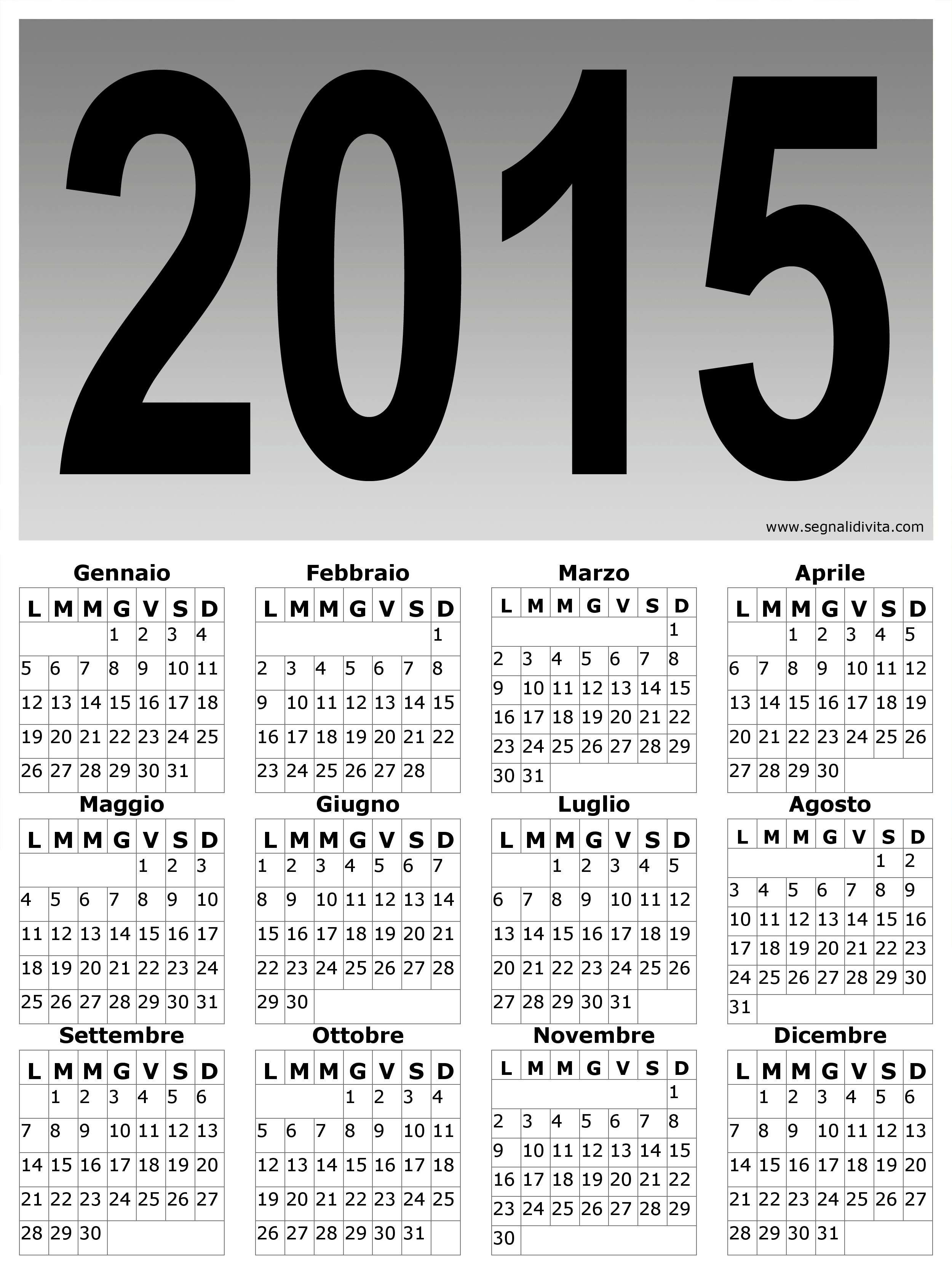 Calendario 2015 extra large: 2500 x 3350 pixel