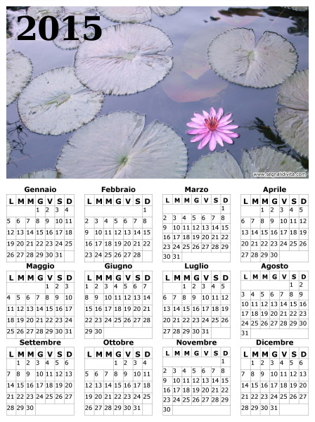 Calendario fior di loto del 2015