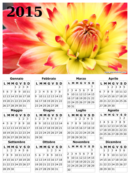 Calendario con fiore del 2015