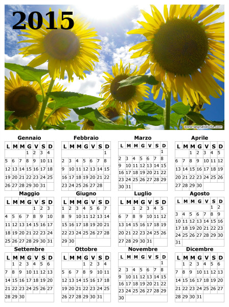 Calendario dei girasoli del 2015