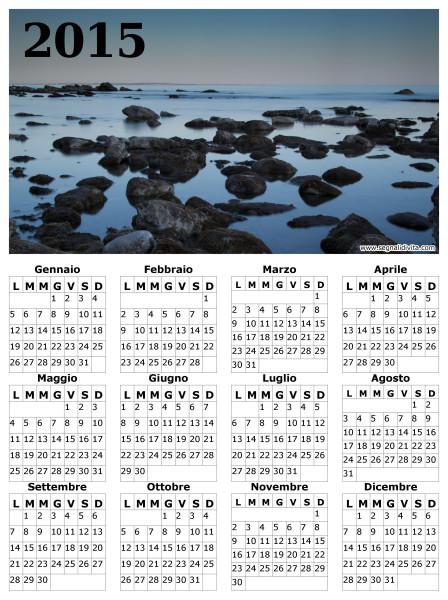 Calendario in riva al mare del 2015
