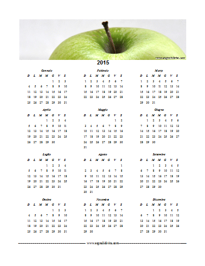 Calendario formato Word 2015 della mela