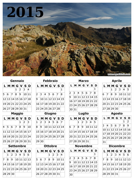 Calendario montagna del 2015