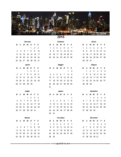 Calendario formato Writer 2015 New York