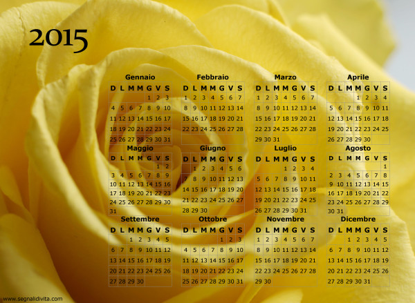 Calendario rosa gialla del 2015