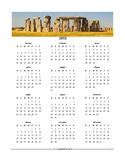 Calendario in PDF 2015 Stonehenge