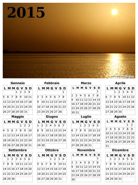 Calendario del 2015 tramonto
