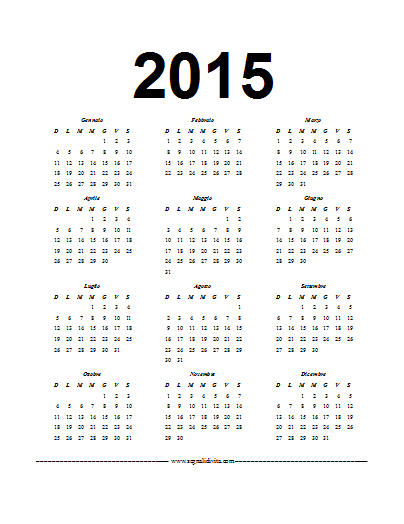 Calendario in formato o file Word del 2015