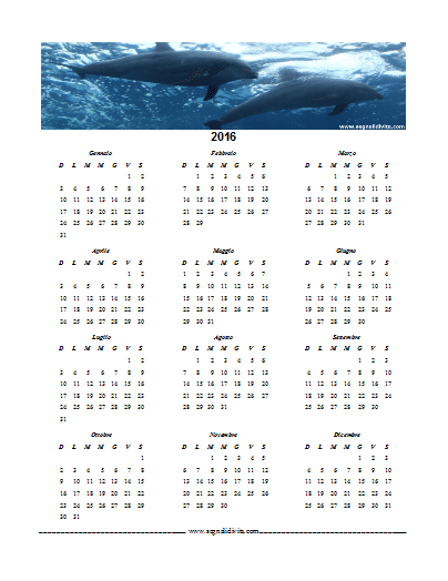 Calendario formato Writer 2016 delfini