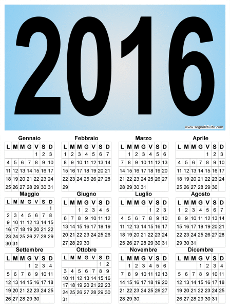 Calendario 2016 grande: 1800 x 2412 pixel