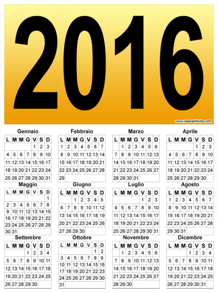 Calendario 2016 piccolo: 672 x 900 pixel