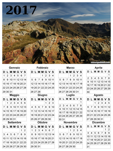Calendario montagna del 2017