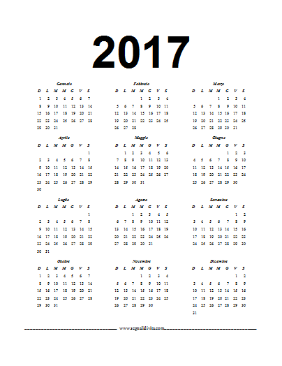 Calendario in formato o file Word del 2017