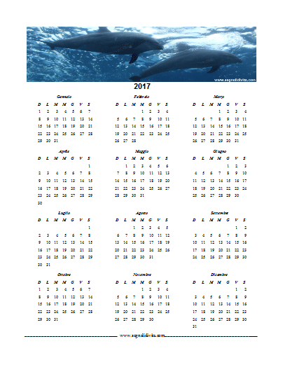 Calendario formato Writer 2017 delfini