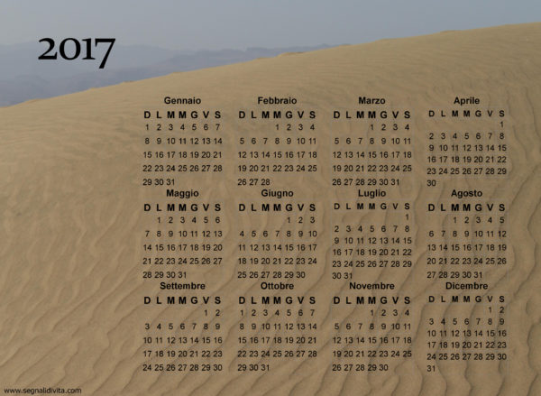 Calendario duna di sabbia del 2017