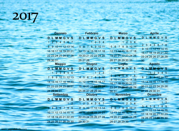 Calendario onde del mare del 2017