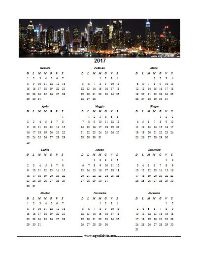 Calendario formato Writer 2017 New York