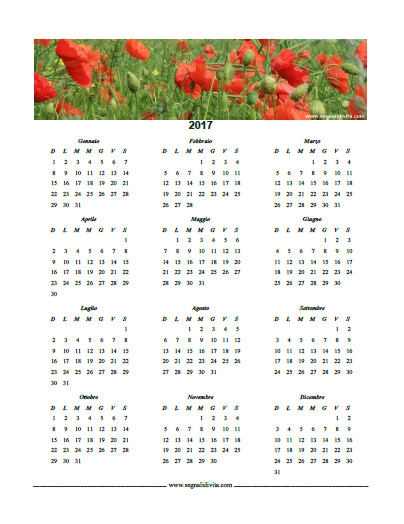 Calendario in PDF 2017 Papaveri