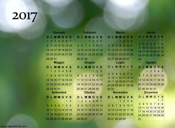Calendario dei riflessi del 2017