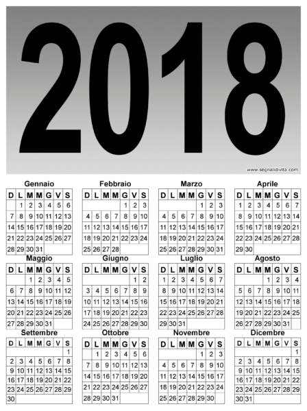 Calendario 2018 extra large: 2500 x 3350 pixel