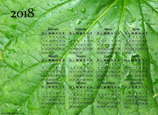 Calendario foglia del 2018