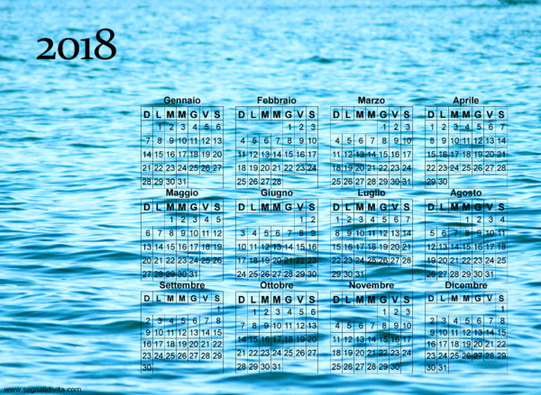 Calendario onde del mare del 2018