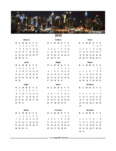 Calendario formato Writer 2018 New York