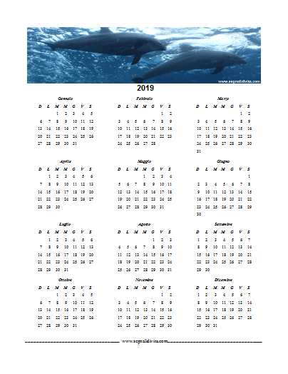 Calendario formato Writer 2019 delfini