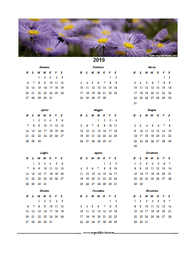 Calendario formato Word 2019 fiori
