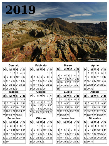 Calendario montagna del 2019