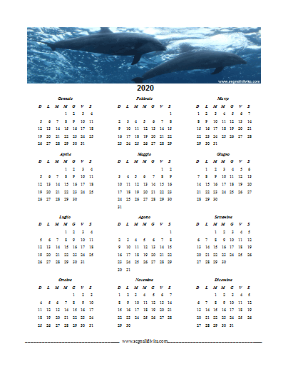 Calendario formato Writer 2020 delfini