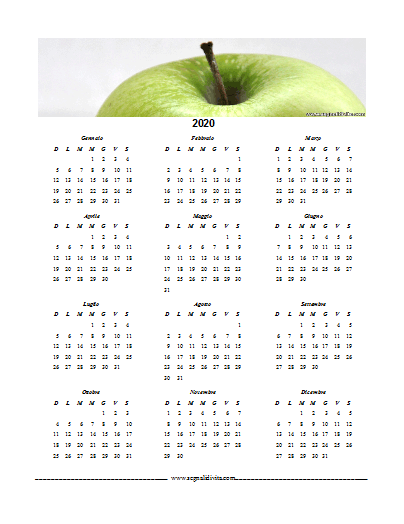 Calendario formato Word 2020 della mela