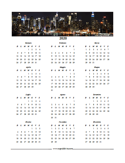 Calendario formato Writer 2020 New York