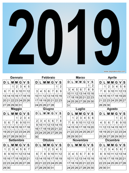 Calendario 2019 grande: 1800 x 2412 pixel