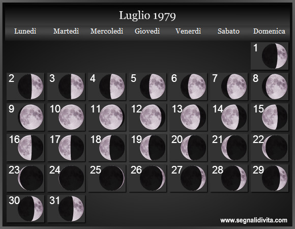 Calendario Lunare Luglio 1979 :: Fasi Lunari